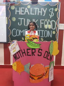 Healthy food and junk food competition .