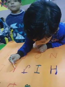 Cotton swab letter painting