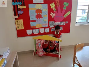 Blocks/ toys creating school in classroom-10