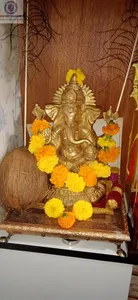 Marigold flowers garland  offer to Lord Ganapati